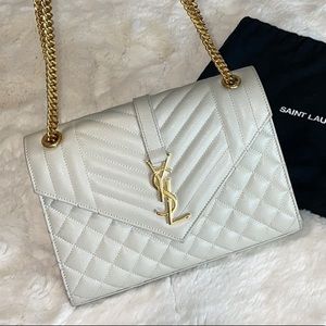 Saint Laurent Envelope Medium Cream White Bag